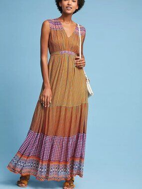 Anthropologie Aelyn Tanvi Kedia women's maxi dress in size 0